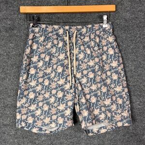 Faherty Brand Men's Floral Print Swim Trunks Size S Elastic Waist Drawstring